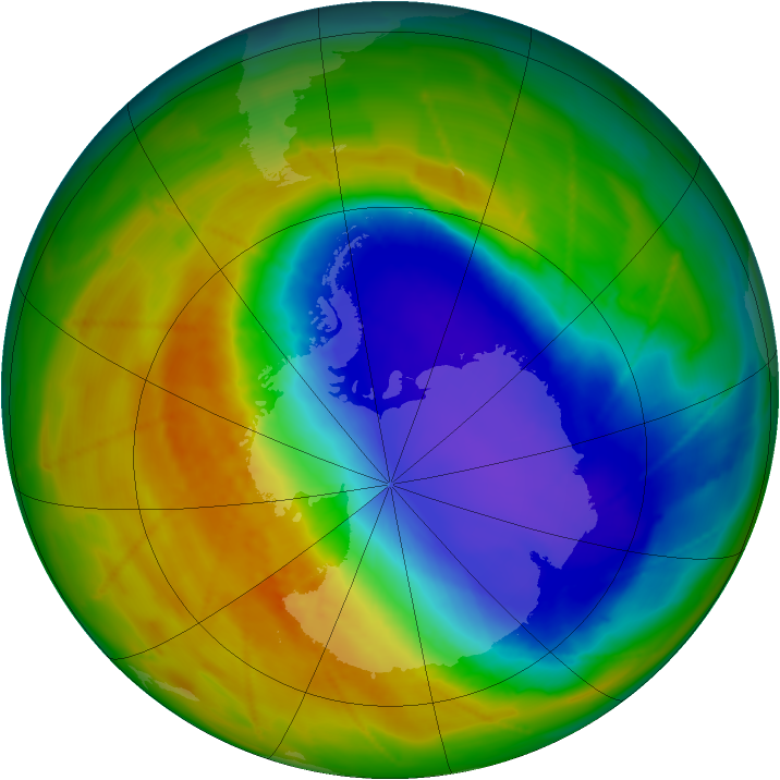 Antarctic ozone map for 16 October 2009